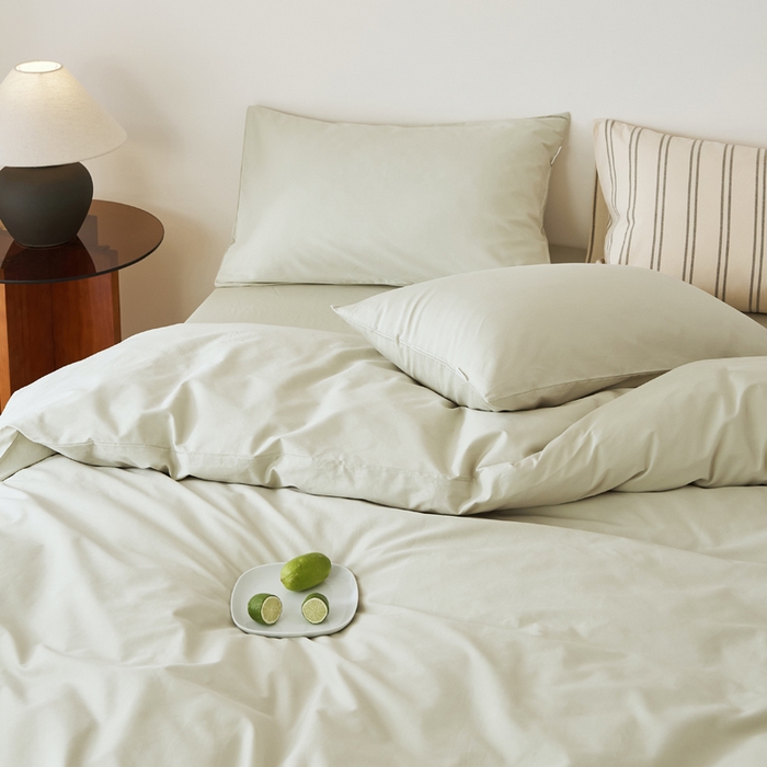 91家纺网 家纺一手货源 找家纺 EH家居 2025新款春夏40支全棉斜纹四件套-半糖主义系列 半糖-浅草色