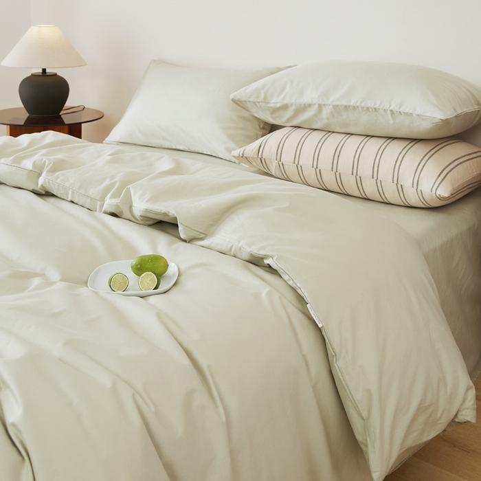 91家纺网 家纺一手货源 找家纺 EH家居 2025新款春夏40支全棉斜纹四件套-半糖主义系列 半糖-浅草色