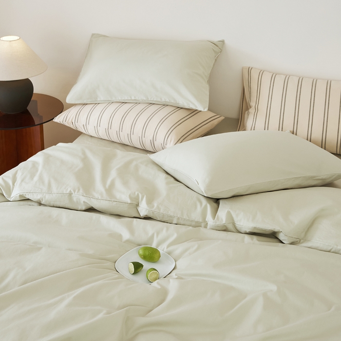 91家纺网 家纺一手货源 找家纺 EH家居 2025新款春夏40支全棉斜纹四件套-半糖主义系列 半糖-浅草色