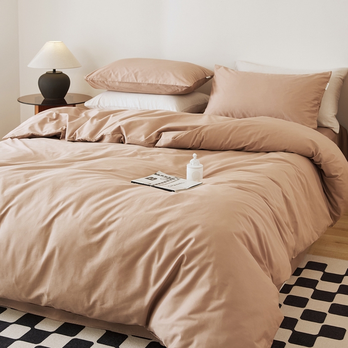 91家纺网 家纺一手货源 找家纺 EH家居 2025新款春夏40支全棉斜纹四件套-半糖主义系列 半糖-甜咖