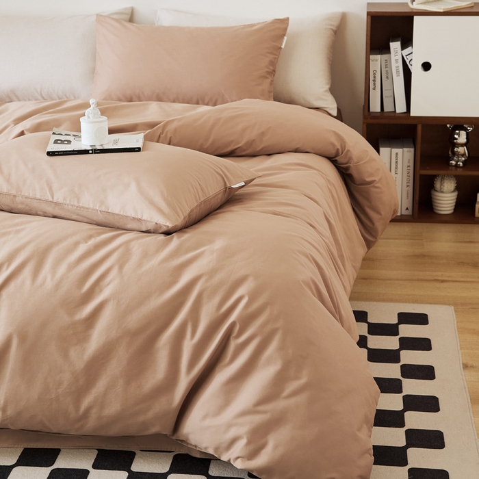 91家纺网 家纺一手货源 找家纺 EH家居 2025新款春夏40支全棉斜纹四件套-半糖主义系列 半糖-甜咖