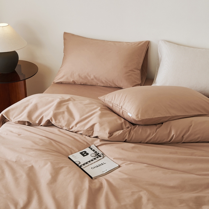 91家纺网 家纺一手货源 找家纺 EH家居 2025新款春夏40支全棉斜纹四件套-半糖主义系列 半糖-甜咖