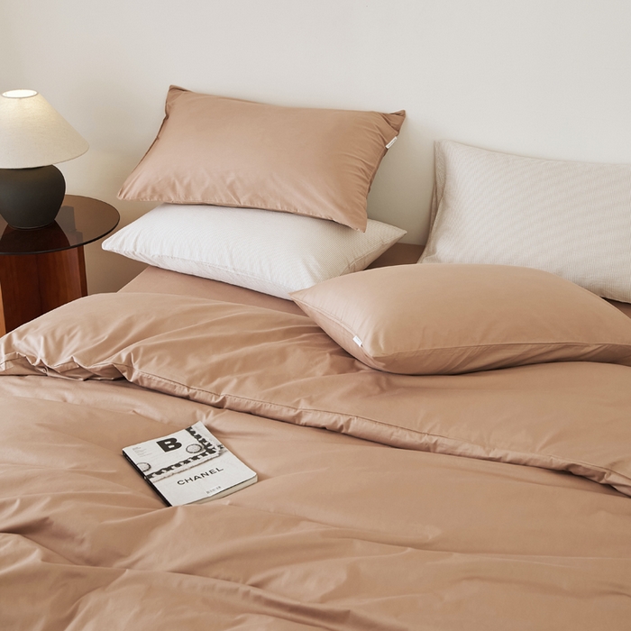 91家纺网 家纺一手货源 找家纺 EH家居 2025新款春夏40支全棉斜纹四件套-半糖主义系列 半糖-甜咖