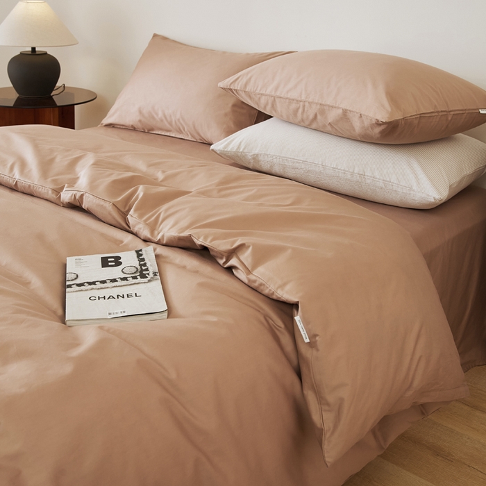 91家纺网 家纺一手货源 找家纺 EH家居 2025新款春夏40支全棉斜纹四件套-半糖主义系列 半糖-甜咖