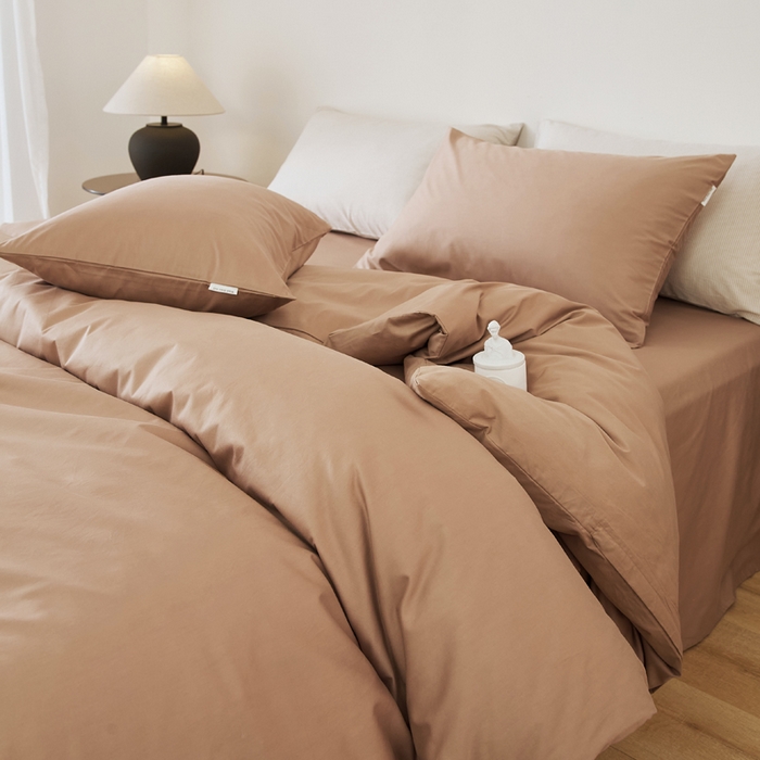 91家纺网 家纺一手货源 找家纺 EH家居 2025新款春夏40支全棉斜纹四件套-半糖主义系列 半糖-甜咖