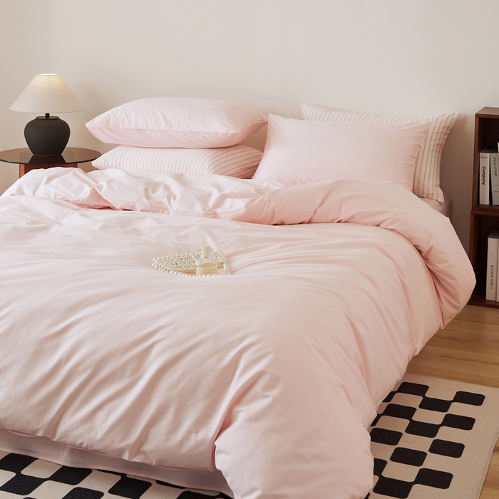 91家纺网 家纺一手货源 找家纺 EH家居 2025新款春夏40支全棉斜纹四件套-半糖主义系列 半糖-微粉