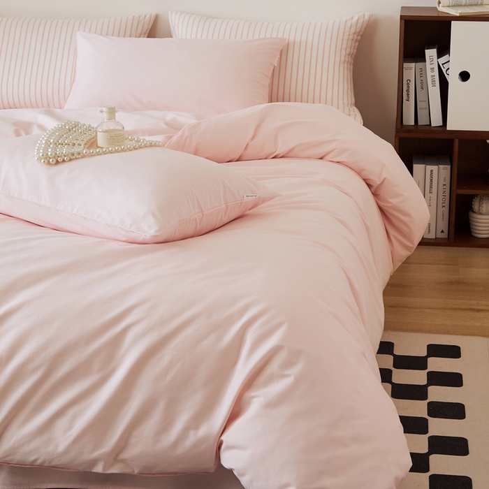 91家纺网 家纺一手货源 找家纺 EH家居 2025新款春夏40支全棉斜纹四件套-半糖主义系列 半糖-微粉