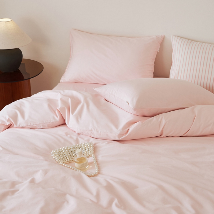 91家纺网 家纺一手货源 找家纺 EH家居 2025新款春夏40支全棉斜纹四件套-半糖主义系列 半糖-微粉