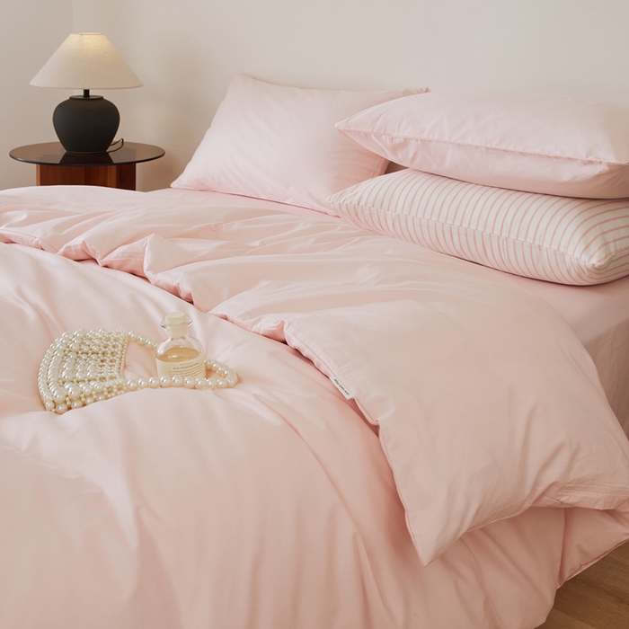 91家纺网 家纺一手货源 找家纺 EH家居 2025新款春夏40支全棉斜纹四件套-半糖主义系列 半糖-微粉