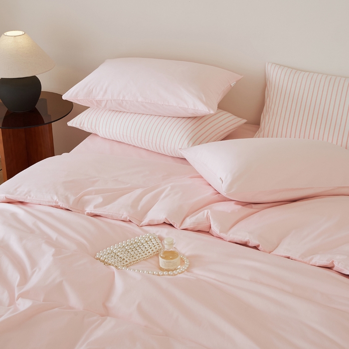 91家纺网 家纺一手货源 找家纺 EH家居 2025新款春夏40支全棉斜纹四件套-半糖主义系列 半糖-微粉