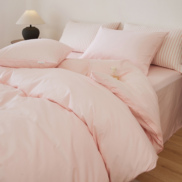 91家纺网 家纺一手货源 找家纺 EH家居 2025新款春夏40支全棉斜纹四件套-半糖主义系列 半糖-微粉