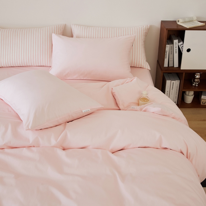 91家纺网 家纺一手货源 找家纺 EH家居 2025新款春夏40支全棉斜纹四件套-半糖主义系列 半糖-微粉