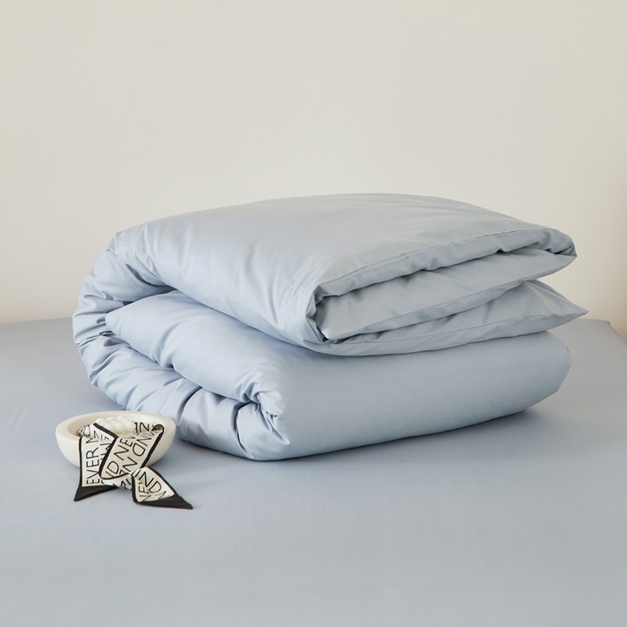 91家纺网 家纺一手货源 找家纺 EH家居 2025新款春夏40支全棉斜纹四件套-半糖主义系列 半糖-周日蓝