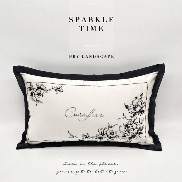 （总）澜屿 新款高精密刺绣烫钻轻奢高端抱枕枕套枕芯