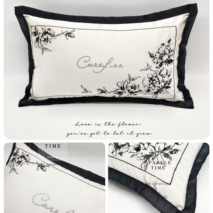 91家纺网 家纺一手货源 找家纺 澜屿 新款高精密刺绣烫钻轻奢高端抱枕枕套枕芯 花信