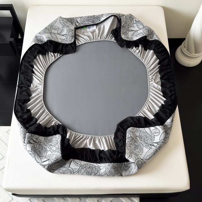 91家纺网 家纺一手货源 找家纺 九花鹿 2025新款A类法式赫本风PE凉感提花冰丝凉席-床笠款 床笠款-复古繁花