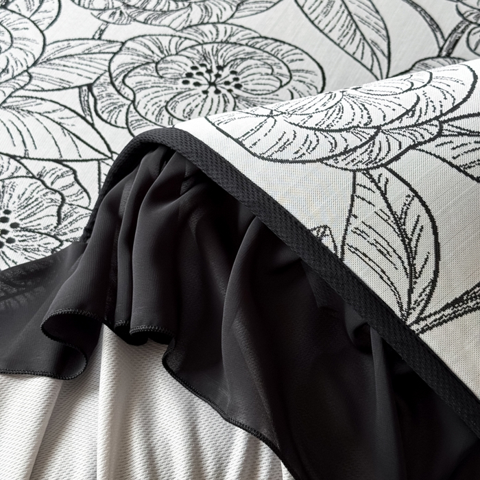 91家纺网 家纺一手货源 找家纺 九花鹿 2025新款A类法式赫本风PE凉感提花冰丝凉席-床笠款 床笠款-复古繁花