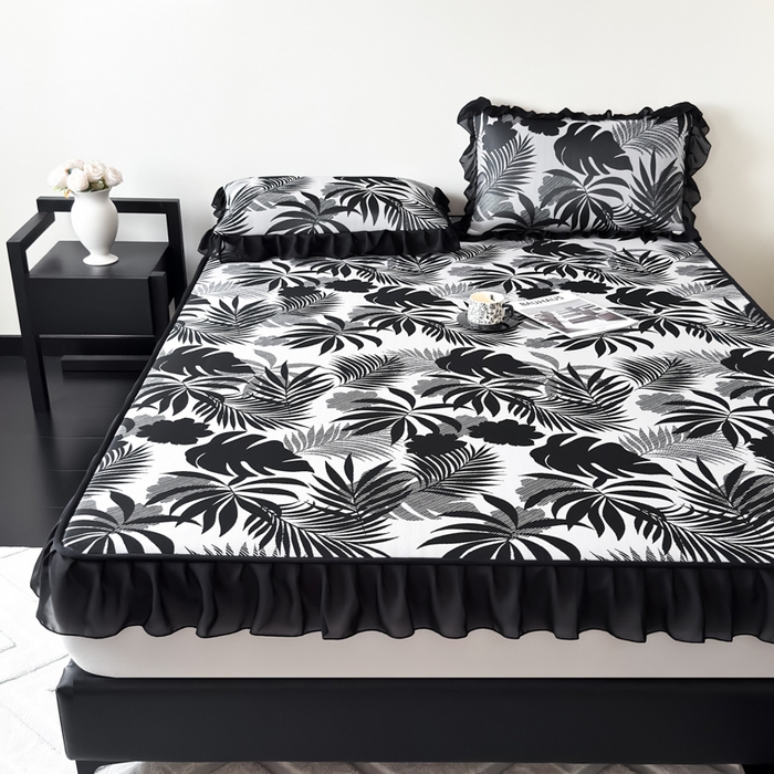 九花鹿 2025新款A类法式赫本风PE凉感提花冰丝凉席-床笠款 床笠款-焦岚