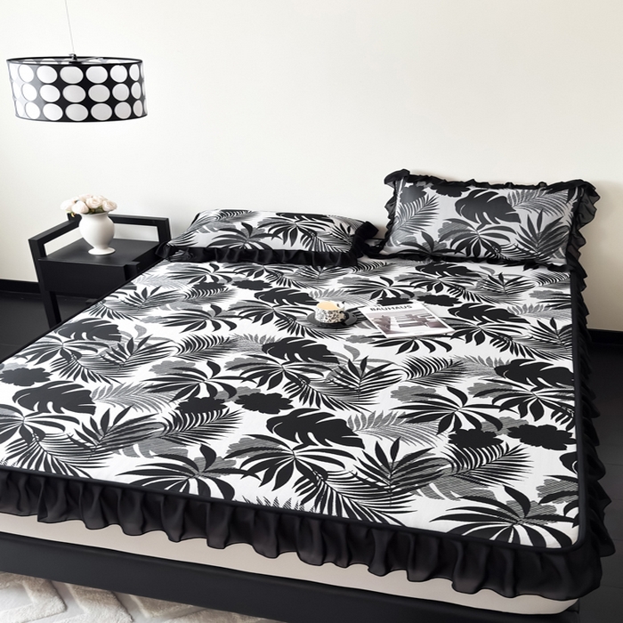 91家纺网 家纺一手货源 找家纺 九花鹿 2025新款A类法式赫本风PE凉感提花冰丝凉席-床笠款 床笠款-焦岚