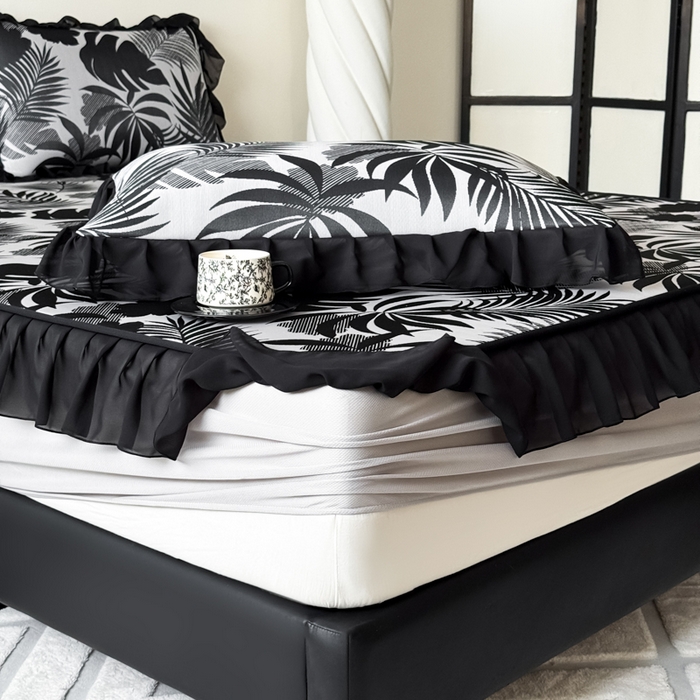 91家纺网 家纺一手货源 找家纺 九花鹿 2025新款A类法式赫本风PE凉感提花冰丝凉席-床笠款 床笠款-焦岚