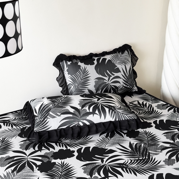 91家纺网 家纺一手货源 找家纺 九花鹿 2025新款A类法式赫本风PE凉感提花冰丝凉席-床笠款 床笠款-焦岚