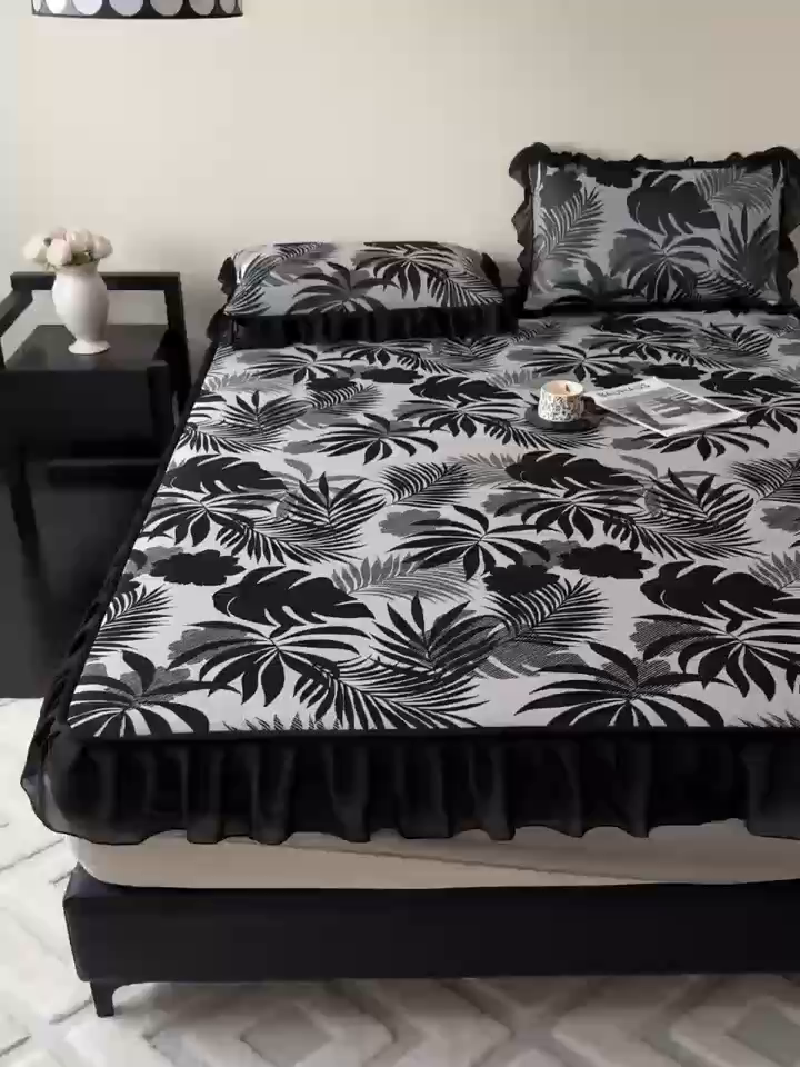 91家纺网 家纺一手货源 找家纺 九花鹿 2025新款A类法式赫本风PE凉感提花冰丝凉席-床笠款 床笠款-焦岚