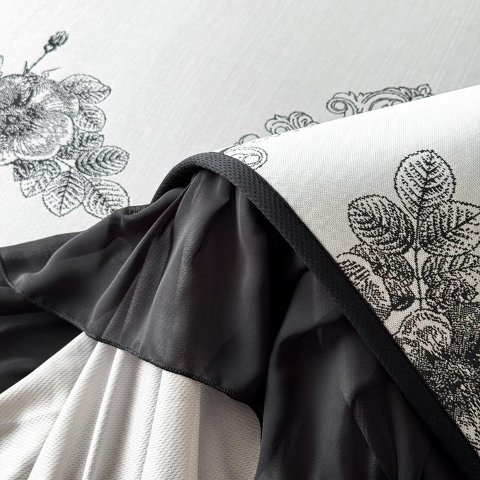 91家纺网 家纺一手货源 找家纺 九花鹿 2025新款A类法式赫本风PE凉感提花冰丝凉席-床笠款 床笠款-镜中花