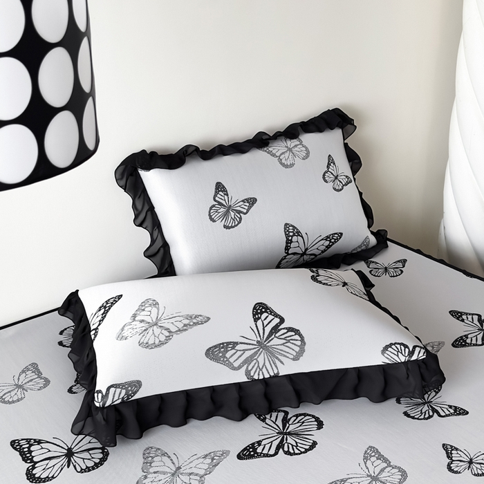 91家纺网 家纺一手货源 找家纺 九花鹿 2025新款A类法式赫本风PE凉感提花冰丝凉席-床笠款 床笠款-露娜