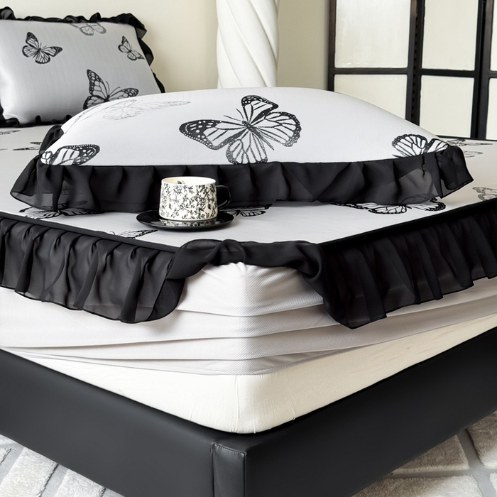 91家纺网 家纺一手货源 找家纺 九花鹿 2025新款A类法式赫本风PE凉感提花冰丝凉席-床笠款 床笠款-露娜