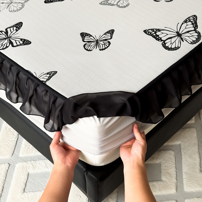 91家纺网 家纺一手货源 找家纺 九花鹿 2025新款A类法式赫本风PE凉感提花冰丝凉席-床笠款 床笠款-露娜