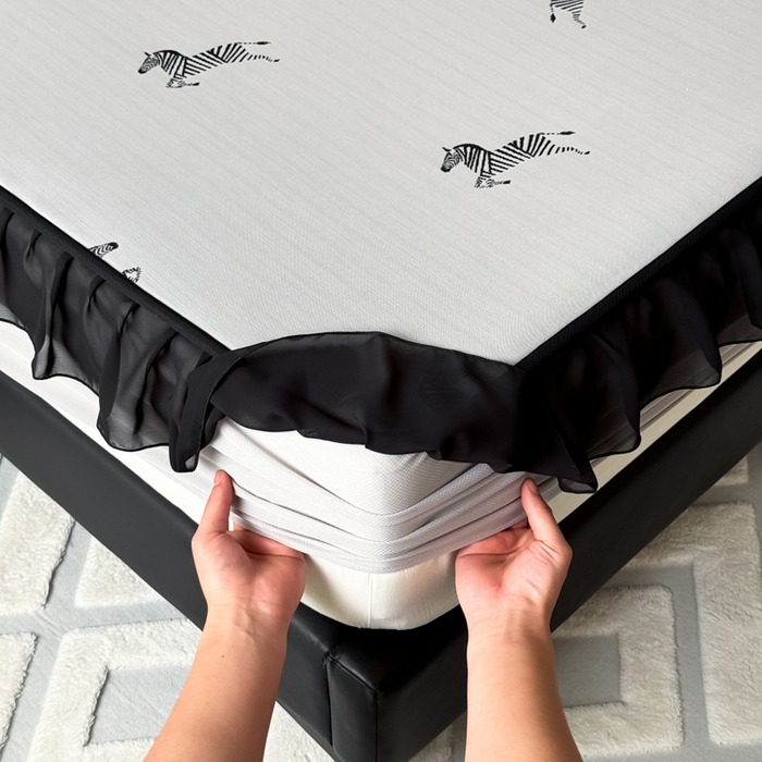 91家纺网 家纺一手货源 找家纺 九花鹿 2025新款A类法式赫本风PE凉感提花冰丝凉席-床笠款 床笠款-马德里