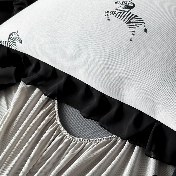 91家纺网 家纺一手货源 找家纺 九花鹿 2025新款A类法式赫本风PE凉感提花冰丝凉席-床笠款 床笠款-马德里