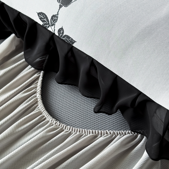 91家纺网 家纺一手货源 找家纺 九花鹿 2025新款A类法式赫本风PE凉感提花冰丝凉席-床笠款 床笠款-玫瑰