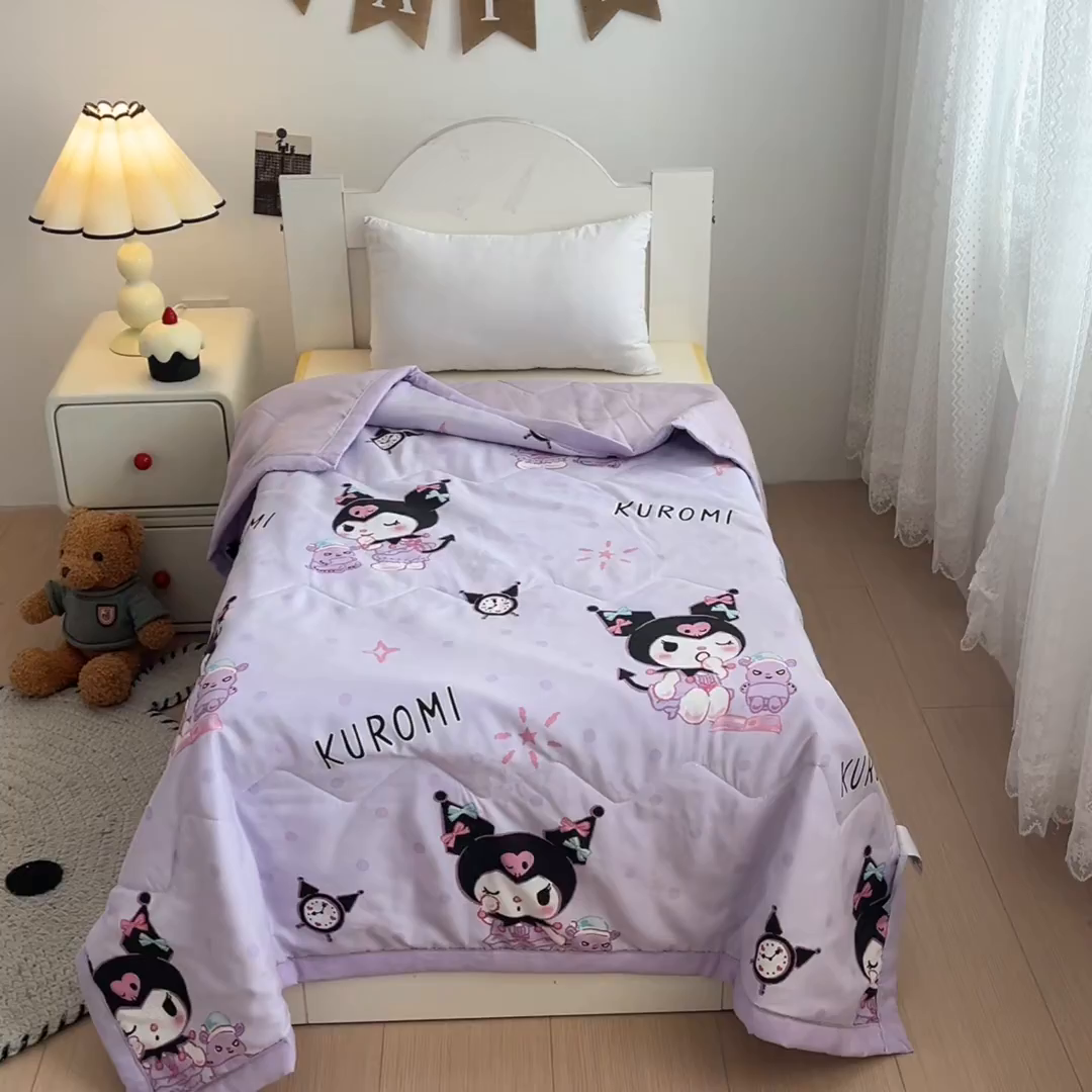 91家纺网 家纺一手货源 找家纺 （总）花满路 2025新款亲肤卡通三丽鸥针织棉夏被