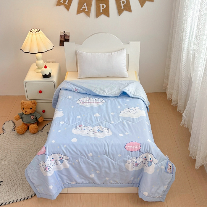 91家纺网 家纺一手货源 找家纺 （总）花满路 2025新款亲肤卡通三丽鸥针织棉夏被