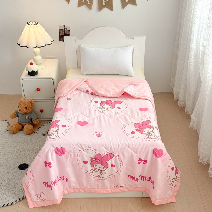 91家纺网 家纺一手货源 找家纺 （总）花满路 2025新款亲肤卡通三丽鸥针织棉夏被