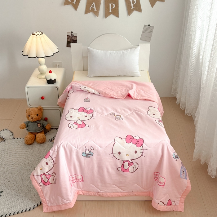 91家纺网 家纺一手货源 找家纺 （总）花满路 2025新款亲肤卡通三丽鸥针织棉夏被