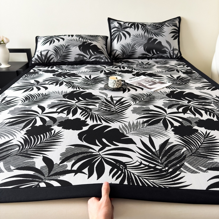 九花鹿 2025新款A类赫本风PE凉感提花冰丝凉席-平铺款 焦岚