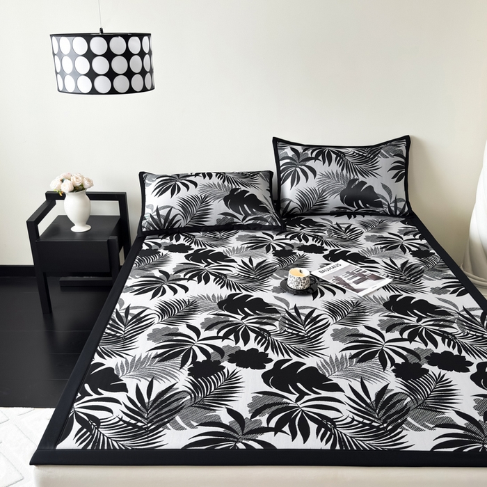 91家纺网 家纺一手货源 找家纺 九花鹿 2025新款A类赫本风PE凉感提花冰丝凉席-平铺款 焦岚