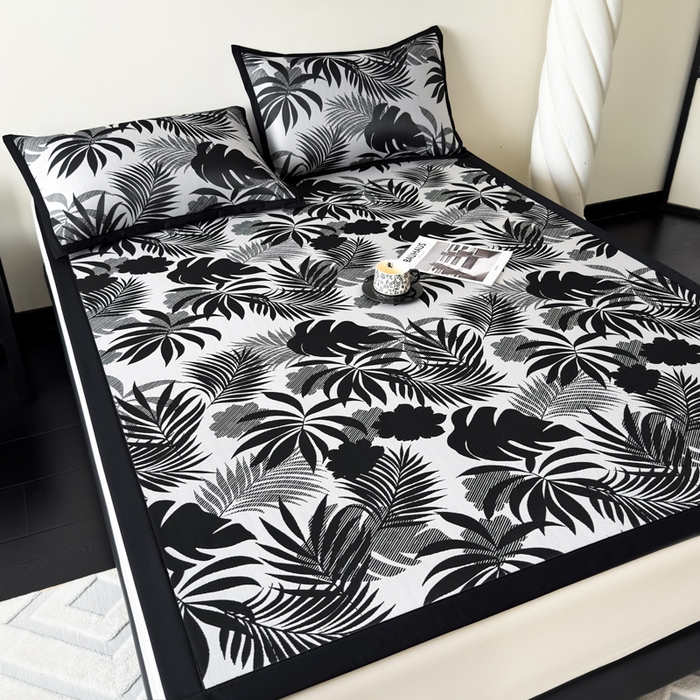 91家纺网 家纺一手货源 找家纺 九花鹿 2025新款A类赫本风PE凉感提花冰丝凉席-平铺款 焦岚