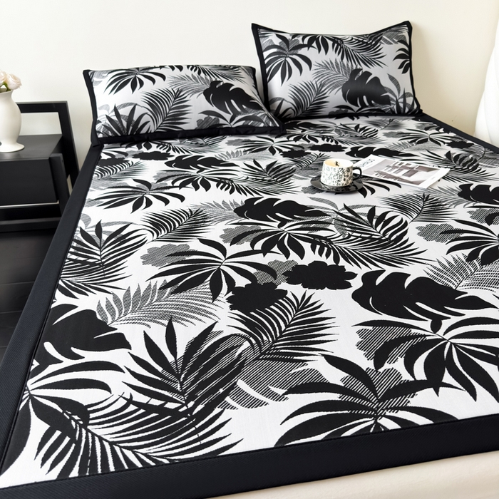 91家纺网 家纺一手货源 找家纺 九花鹿 2025新款A类赫本风PE凉感提花冰丝凉席-平铺款 焦岚