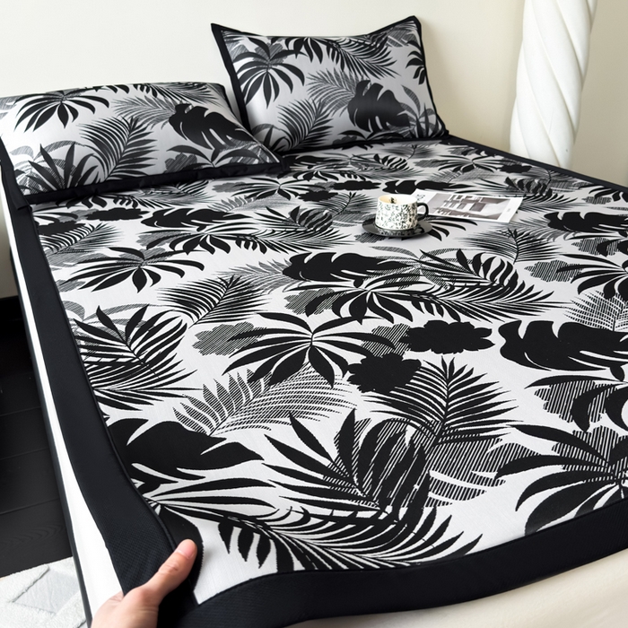 91家纺网 家纺一手货源 找家纺 九花鹿 2025新款A类赫本风PE凉感提花冰丝凉席-平铺款 焦岚