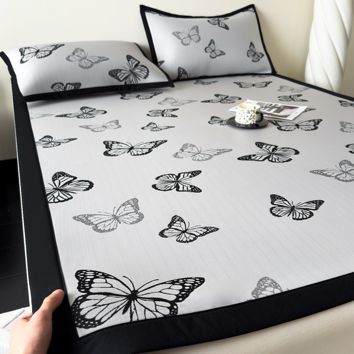 91家纺网 家纺一手货源 找家纺 九花鹿 2025新款A类赫本风PE凉感提花冰丝凉席-平铺款 露娜