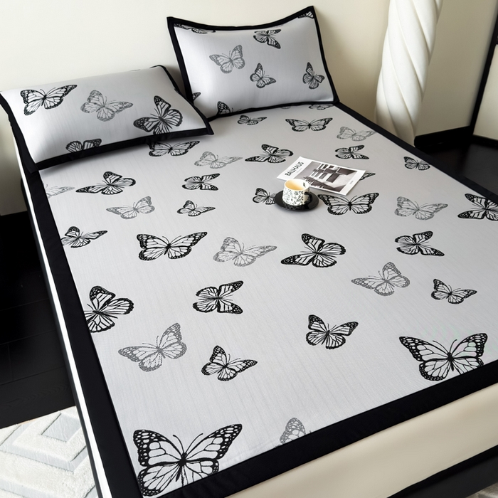 91家纺网 家纺一手货源 找家纺 九花鹿 2025新款A类赫本风PE凉感提花冰丝凉席-平铺款 露娜