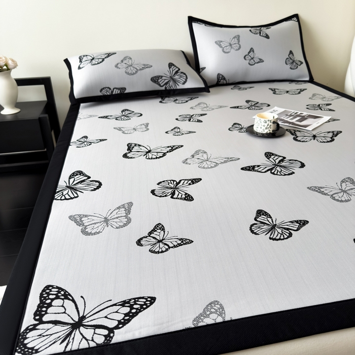 91家纺网 家纺一手货源 找家纺 九花鹿 2025新款A类赫本风PE凉感提花冰丝凉席-平铺款 露娜