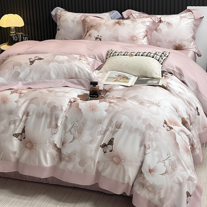 91家纺网 家纺一手货源 找家纺 （总） 2025新品A类100支天丝棉夹棉床盖床笠四件套全棉床单加厚高端数码印花长绒棉夏季轻奢真丝床上用品