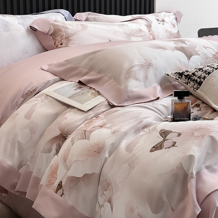 91家纺网 家纺一手货源 找家纺 （总） 2025新品A类100支天丝棉夹棉床盖床笠四件套全棉床单加厚高端数码印花长绒棉夏季轻奢真丝床上用品