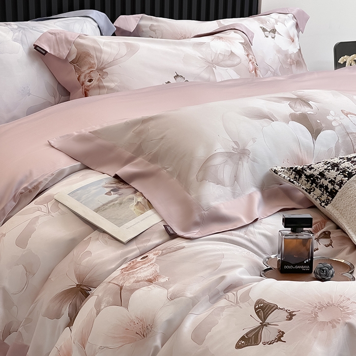 91家纺网 家纺一手货源 找家纺 （总） 2025新品A类100支天丝棉夹棉床盖床笠四件套全棉床单加厚高端数码印花长绒棉夏季轻奢真丝床上用品