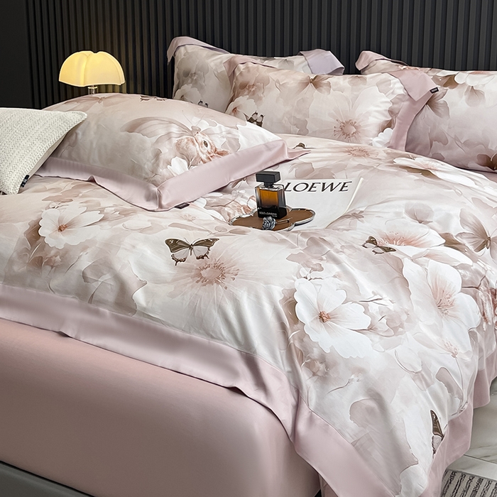 91家纺网 家纺一手货源 找家纺 （总） 2025新品A类100支天丝棉夹棉床盖床笠四件套全棉床单加厚高端数码印花长绒棉夏季轻奢真丝床上用品