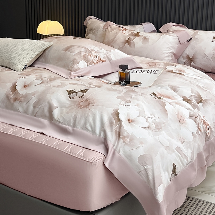 91家纺网 家纺一手货源 找家纺 （总） 2025新品A类100支天丝棉夹棉床盖床笠四件套全棉床单加厚高端数码印花长绒棉夏季轻奢真丝床上用品